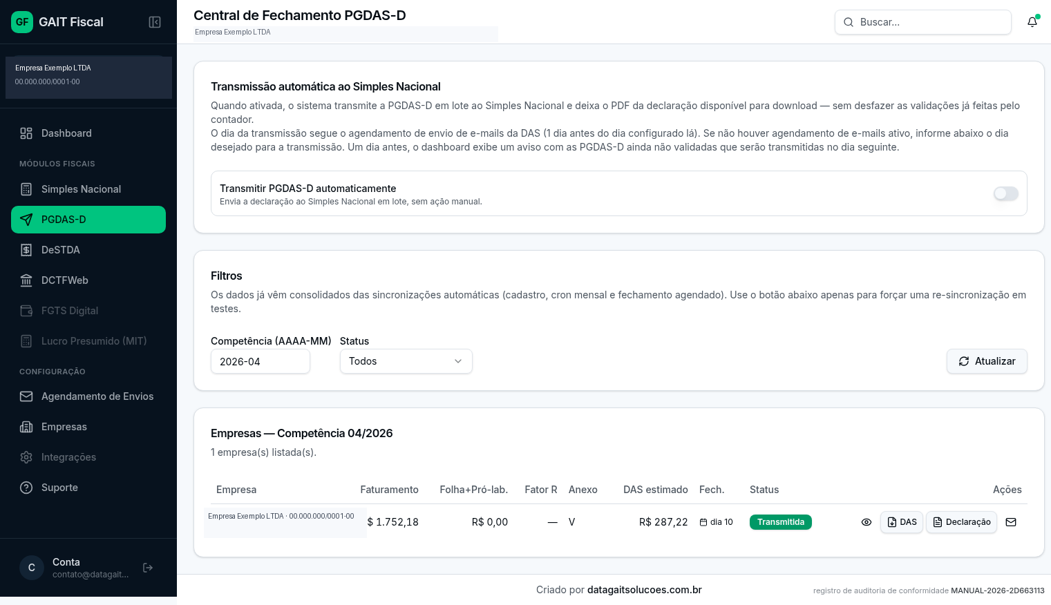 Central de Fechamento PGDAS-D